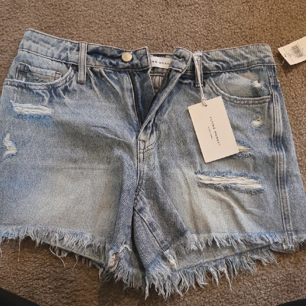 Flying Monkey Distressed Blue Jean Shorts